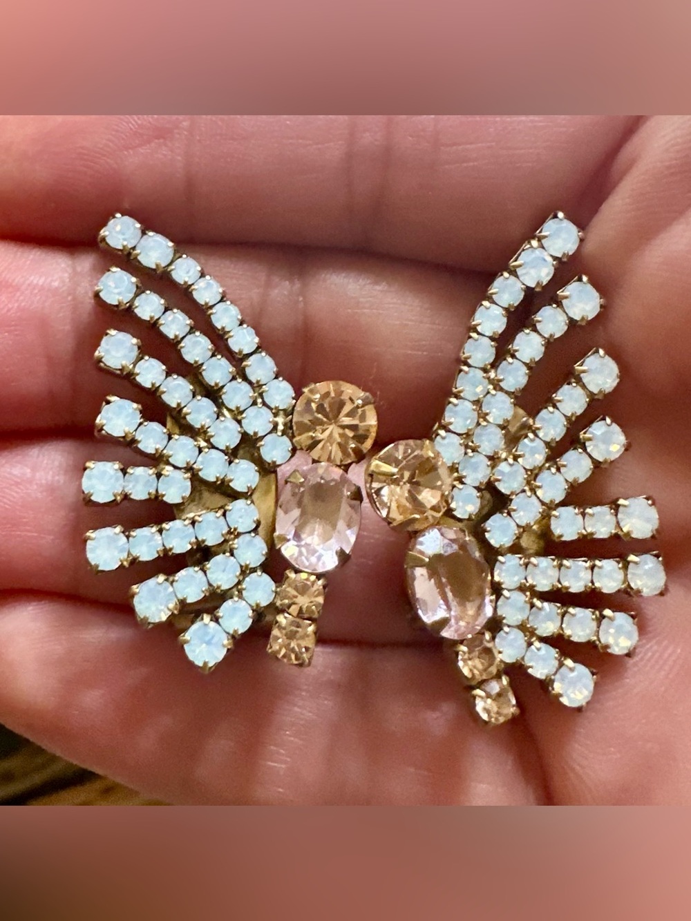 Loren Hope "Callie" Butterfly Earrings in White Opal and Rosaline